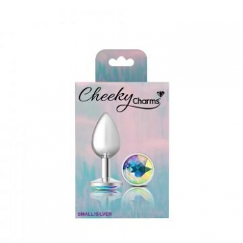 Cheeky Charms Round Clear Iridescent Small Silver Plug