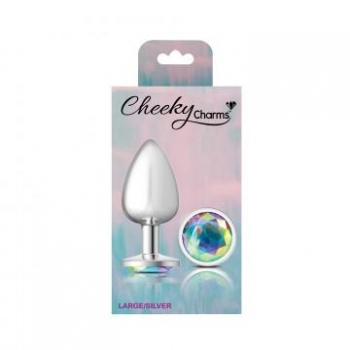 Cheeky Charms Round Clear Iridescent Large Silver Plug