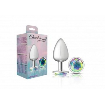 Cheeky Charms Round Clear Iridescent Large Silver Plug