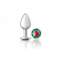 Cheeky Charms Round Rainbow Medium Silver Plug - Vibrant and Fun