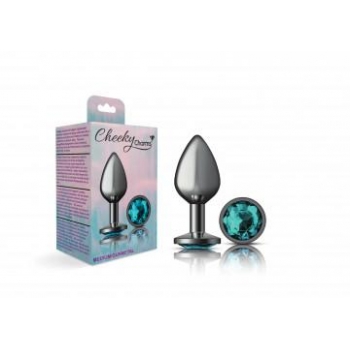 Cheeky Charms Round Teal Medium Gunmetal Butt Plug