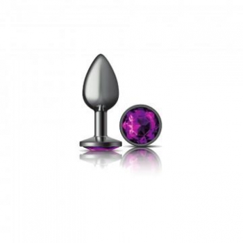 Cheeky Charms Round Purple Butt Plug – Small with Gemstone