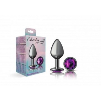 Cheeky Charms Round Purple Medium Gunmetal Butt Plug