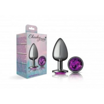 Cheeky Charms Round Purple Large Gunmetal Butt Plug