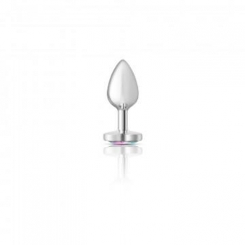 Cheeky Charms Heart Clear Iridescent Small Silver Plug