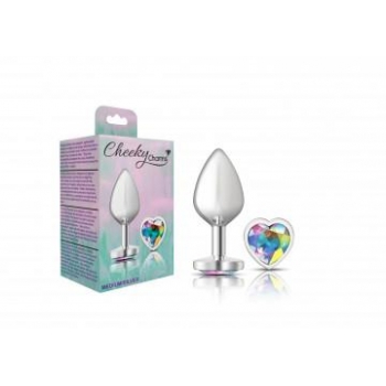 Cheeky Charms Heart Clear Iridescent Medium Silver Plug