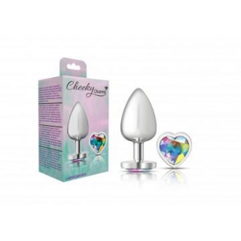 Cheeky Charms Heart Clear Iridescent Large Silver Plug