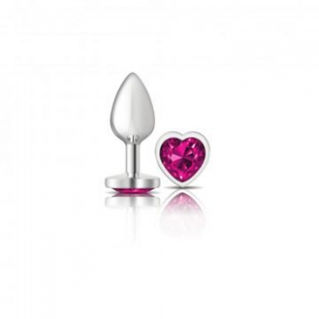 Cheeky Charms Heart Bright Pink Small Silver Plug