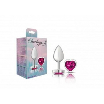 Cheeky Charms Heart Bright Pink Small Silver Plug