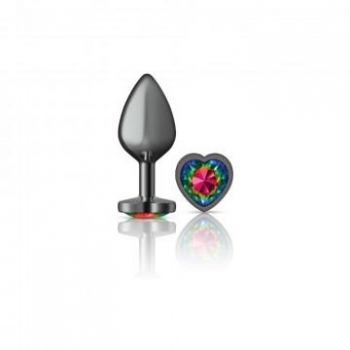 Cheeky Charms Heart Rainbow Medium Gunmetal Butt Plug