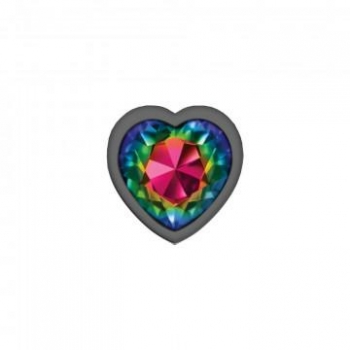 Cheeky Charms Heart Rainbow Medium Gunmetal Butt Plug