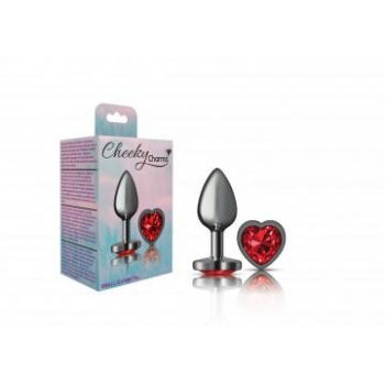 Cheeky Charms Heart Deep Red Small Gunmetal Butt Plug