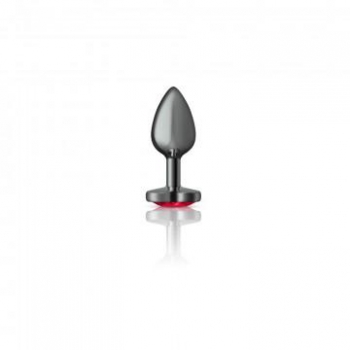 Cheeky Charms Heart Deep Red Small Gunmetal Butt Plug