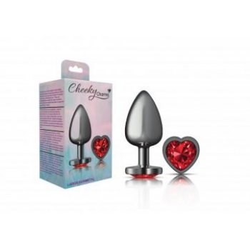 Cheeky Charms Heart Deep Red Large Gunmetal Butt Plug