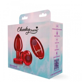 Cheeky Charms Vibrating Metal Plug Red Medium W/ Remote