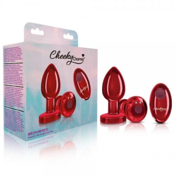 Cheeky Charms Vibrating Metal Plug Red Medium W/ Remote