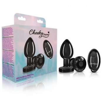 Cheeky Charms Vibrating Metal Plug in Gunmetal Medium with Remote