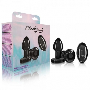 Cheeky Charms Vibrating Metal Plug in Gunmetal Medium with Remote