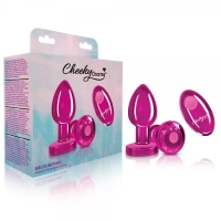 Cheeky Charms Vibrating Metal Plug Pink Medium With Remote