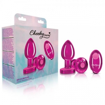 Cheeky Charms Vibrating Metal Plug Pink Medium With Remote