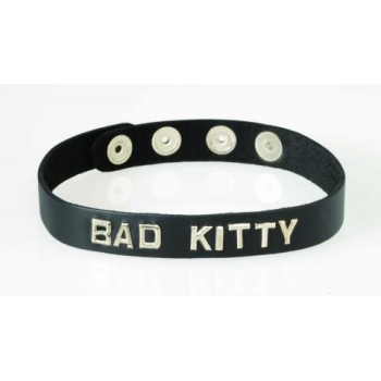 Wordband Collar - Bad Kitty - Black