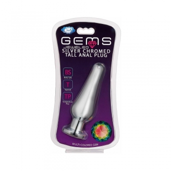 Cloud 9 Gems Silver Chromed Tall Anal Plug Small