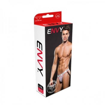 Envy Logo Elastic Lowrise Mesh Jock White L/XL