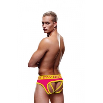 Envy Solid Jock Briefs Pink/Yellow - L/XL