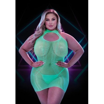 Lapdance Glow In The Dark Mini Dress - Plus Size