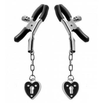 Charmed Heart Padlock Nipple Clamps Black