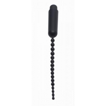 Dark Rod Vibrating Beaded Silicone Sound Black