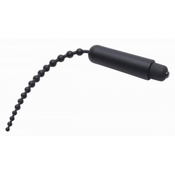 Dark Rod Vibrating Beaded Silicone Sound Black