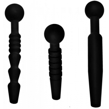 Dark Rods 3-Piece Silicone Penis Plug Set - Black