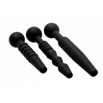 Dark Rods 3-Piece Silicone Penis Plug Set - Black