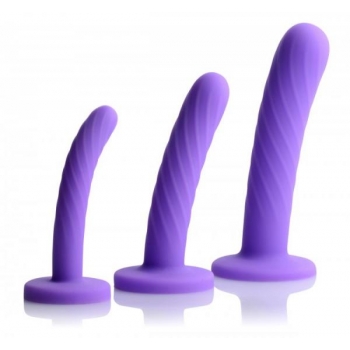 Tri-Play Silicone Dildo 3 Piece Set Purple