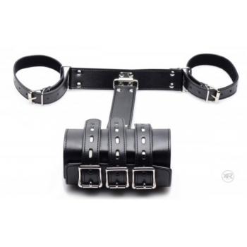 Arm Binder Biceps & Forearm Restraints Black Leather