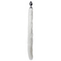 Extra Long Mink Tail Metal Anal Plug White