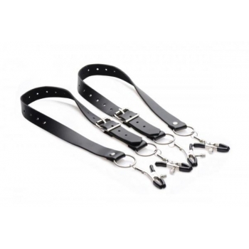 Spread Labia Spreader Straps with Clamps Black