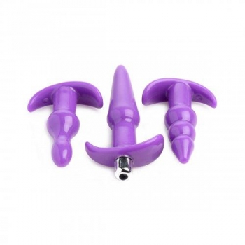 Trinity Vibes 4 Piece Vibrating Anal Plug Set - Purple