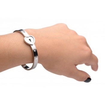 Cuffed Locking Bracelet and Key Necklace - Tungsten Steel