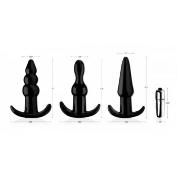 Frisky Thrill Trio Anal Plug Set - Black