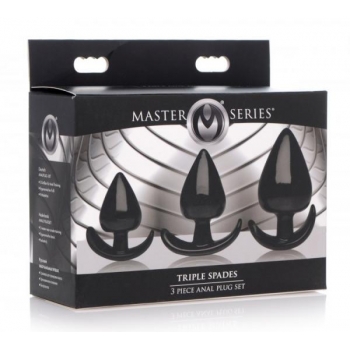 Triple Spades 3-Piece Anal Plug Set - Black