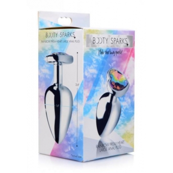 Booty Sparks Large Rainbow Prism Heart Anal Plug