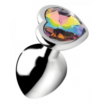 Booty Sparks Rainbow Prism Heart Anal Plug - Medium