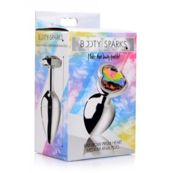 Booty Sparks Rainbow Prism Heart Anal Plug - Medium