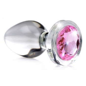 Booty Sparks Large Pink Gem Glass Anal Plug