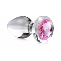 Booty Sparks Pink Gem Glass Anal Plug Small