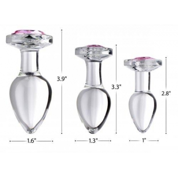 Booty Sparks Pink Gem Glass Anal Plug Set