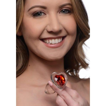 Booty Sparks Red Heart Glass Anal Plug - Small