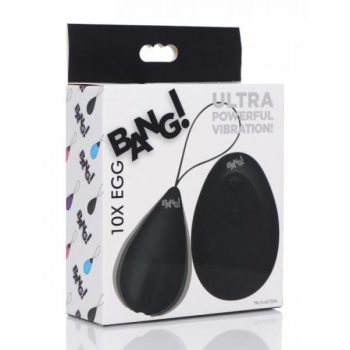 Bang! 10x Vibrating Silicone Egg with Remote Control - Black